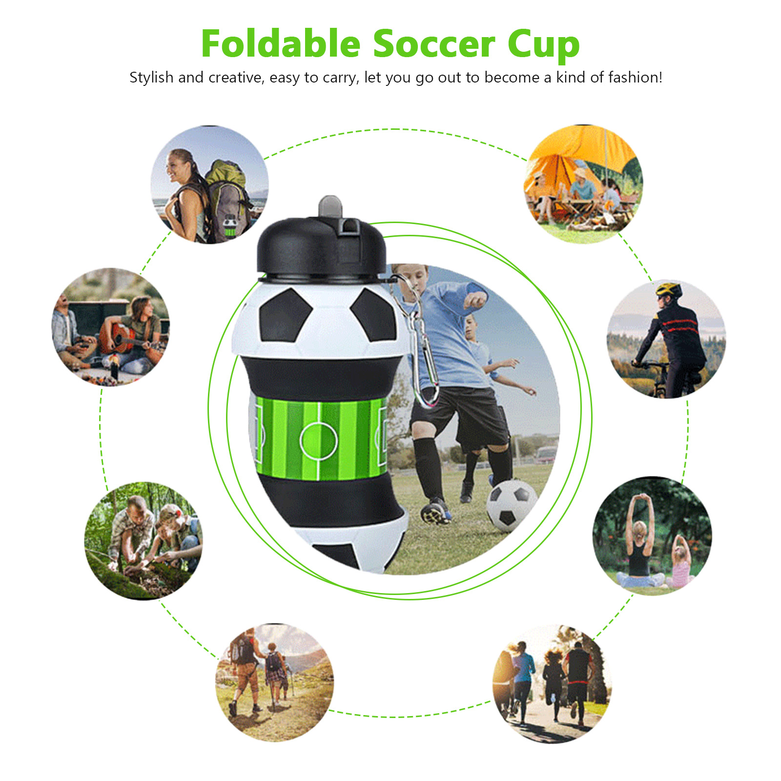 550ml Foldable Football Water  - Running Gear For Kids 评论和价格