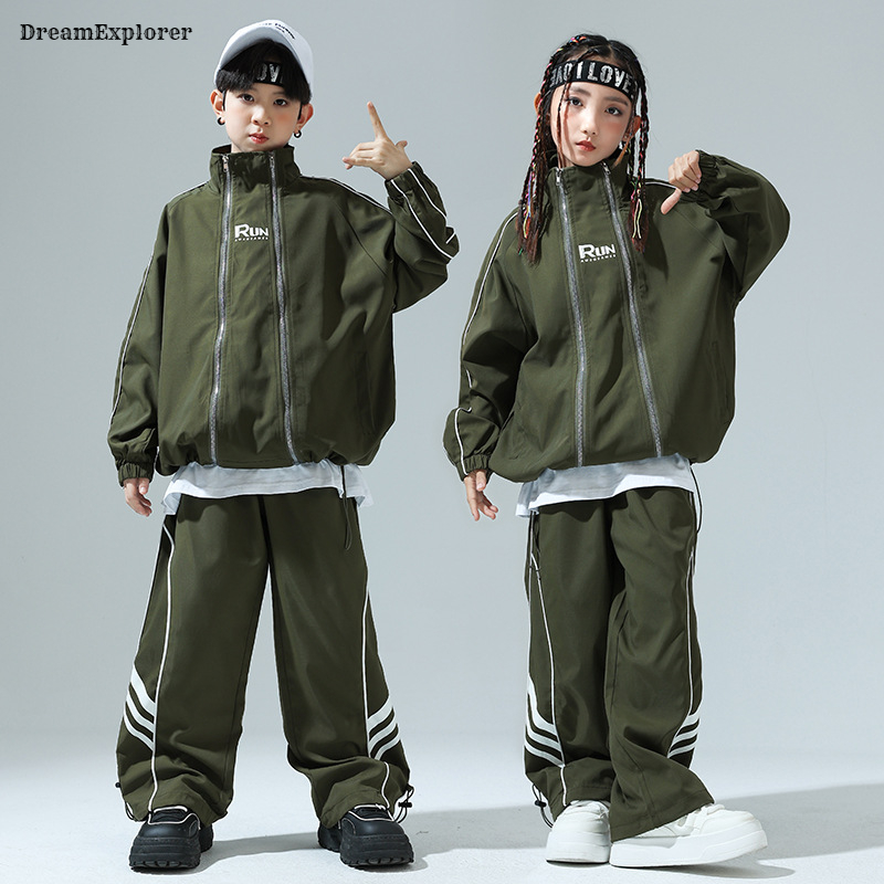 Boys Hip Hop Zipper Loose Coat - Running Gear For Kids 评论和价格