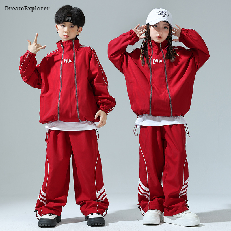 Boys Hip Hop Zipper Loose Coat - Running Gear For Kids 评论和价格