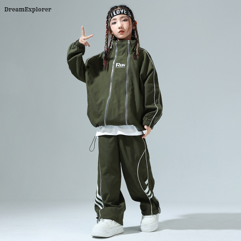 Boys Hip Hop Zipper Loose Coat - Running Gear For Kids 评论和价格