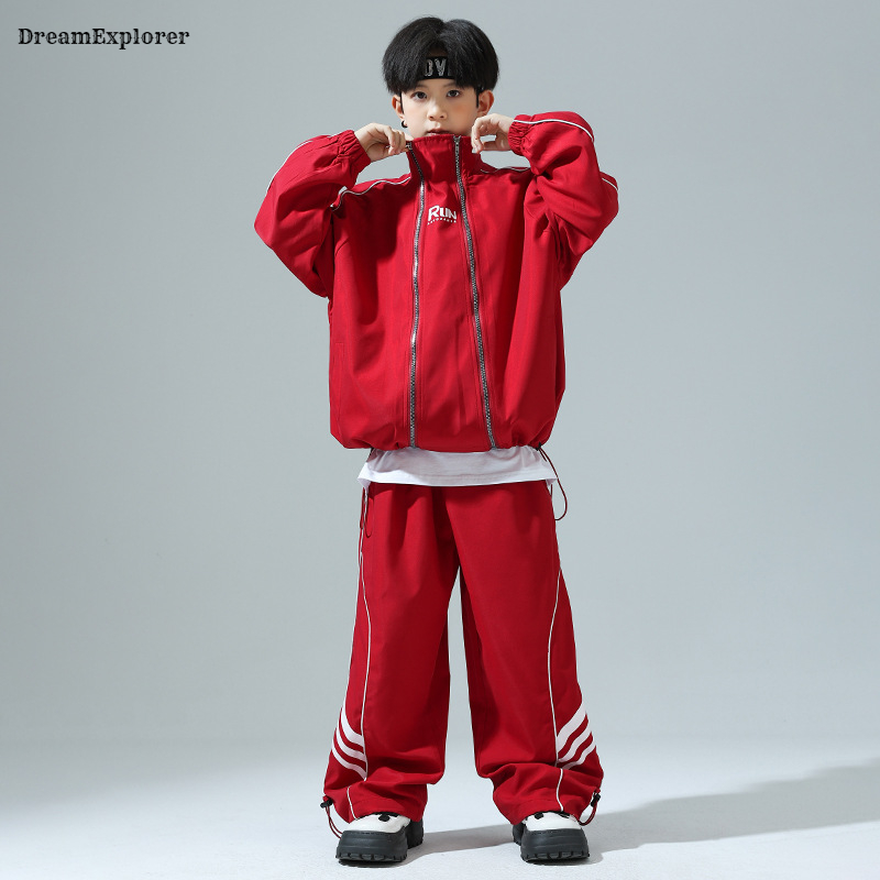 Boys Hip Hop Zipper Loose Coat - Running Gear For Kids 评论和价格